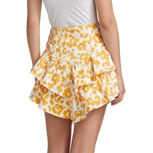 MOTHER Floral Leopard High Rise Ruffle Mini Skirt Second Chance Women's Size 27 - Picture 2 of 9